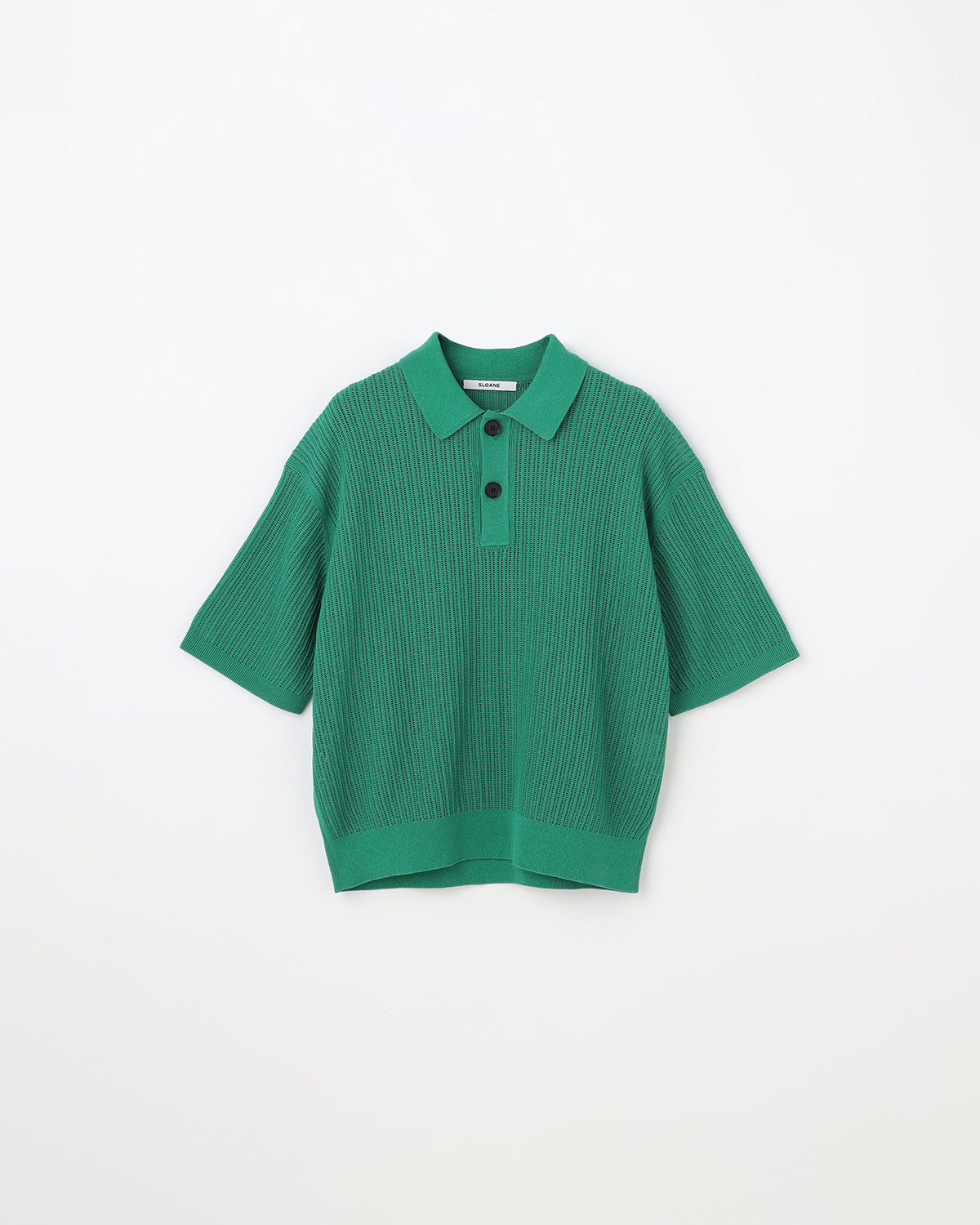 12G透かし編み コットン×ポリエステル×リネン 半袖ポロ SL10S-1167