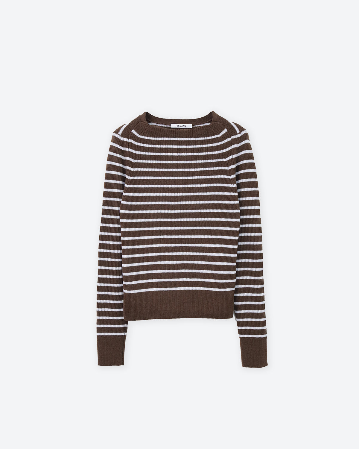 14Gリブ エクストラファインメリノウール ボーダーラウンドネック