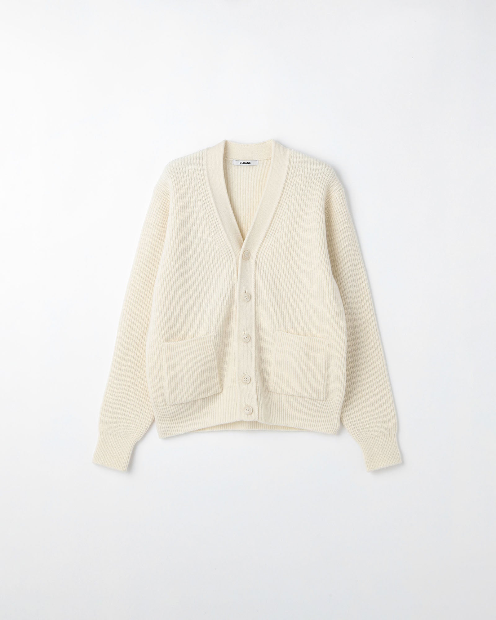 7G 片畦編み ファインラムズウール×カシミヤ Vネックカーディガン