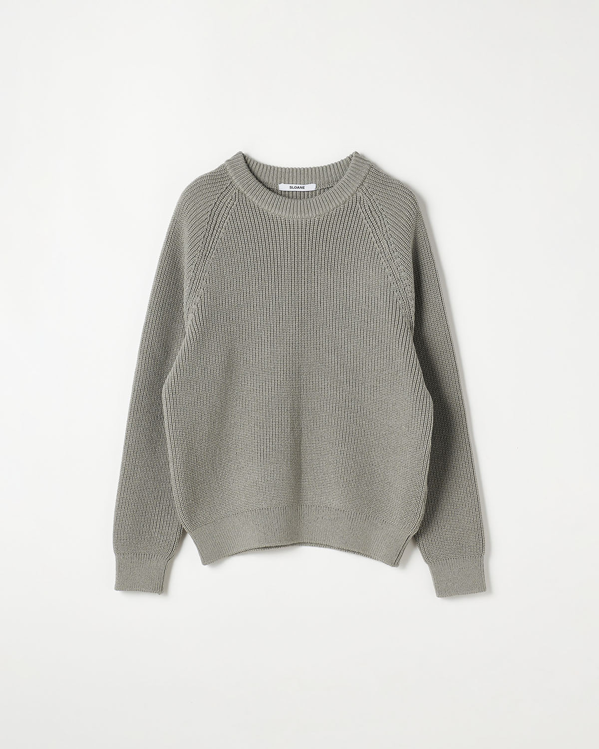 すずらん　Pニット　グレー 7G片畦編み ウール×ポリエステル ラグランスリーブクルーネック SL10W-949