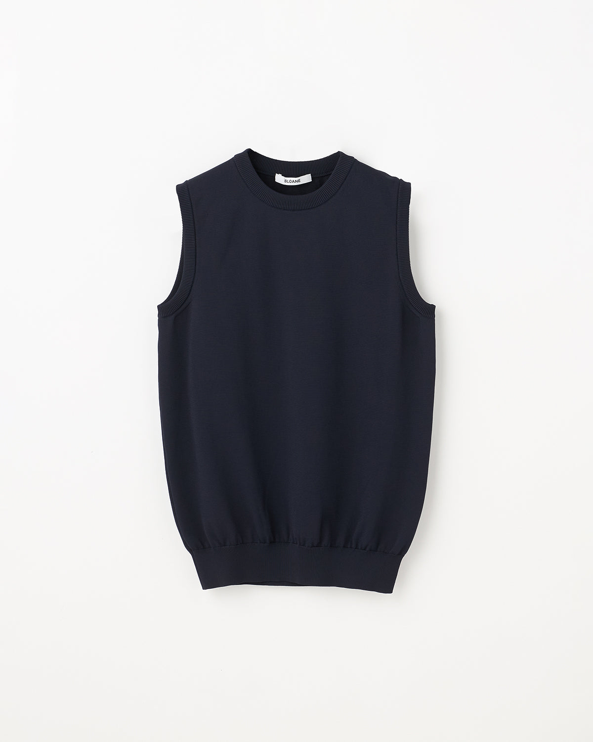 sloane 18G天竺 ポリエステル×キュプラ×コットン ノースリーブ レッド 18G天竺強撚コットンモックネックノースリーブニットプルオーバー