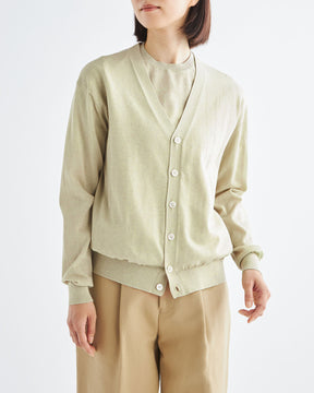 ライトグリーン　h166cm　着用サイズ：2　アンサンブル：半袖ニットSL10S-1074、カーディガンSL10S-1077