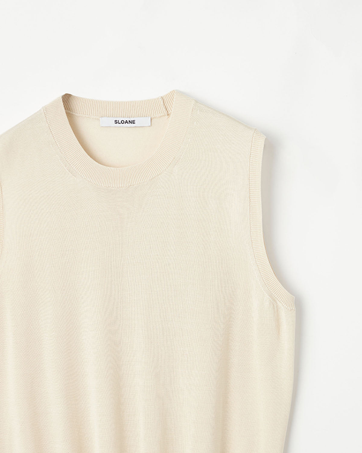 18G天竺 シルク ノースリーブ クルーネック　SL10S-1086