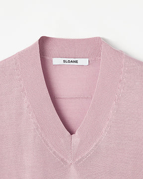 18G天竺 シルク  半袖Vネック　SL10S-1087