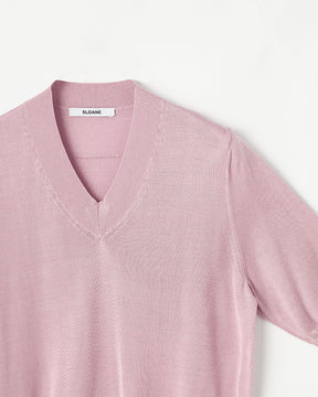 18G天竺 シルク  半袖Vネック　SL10S-1087