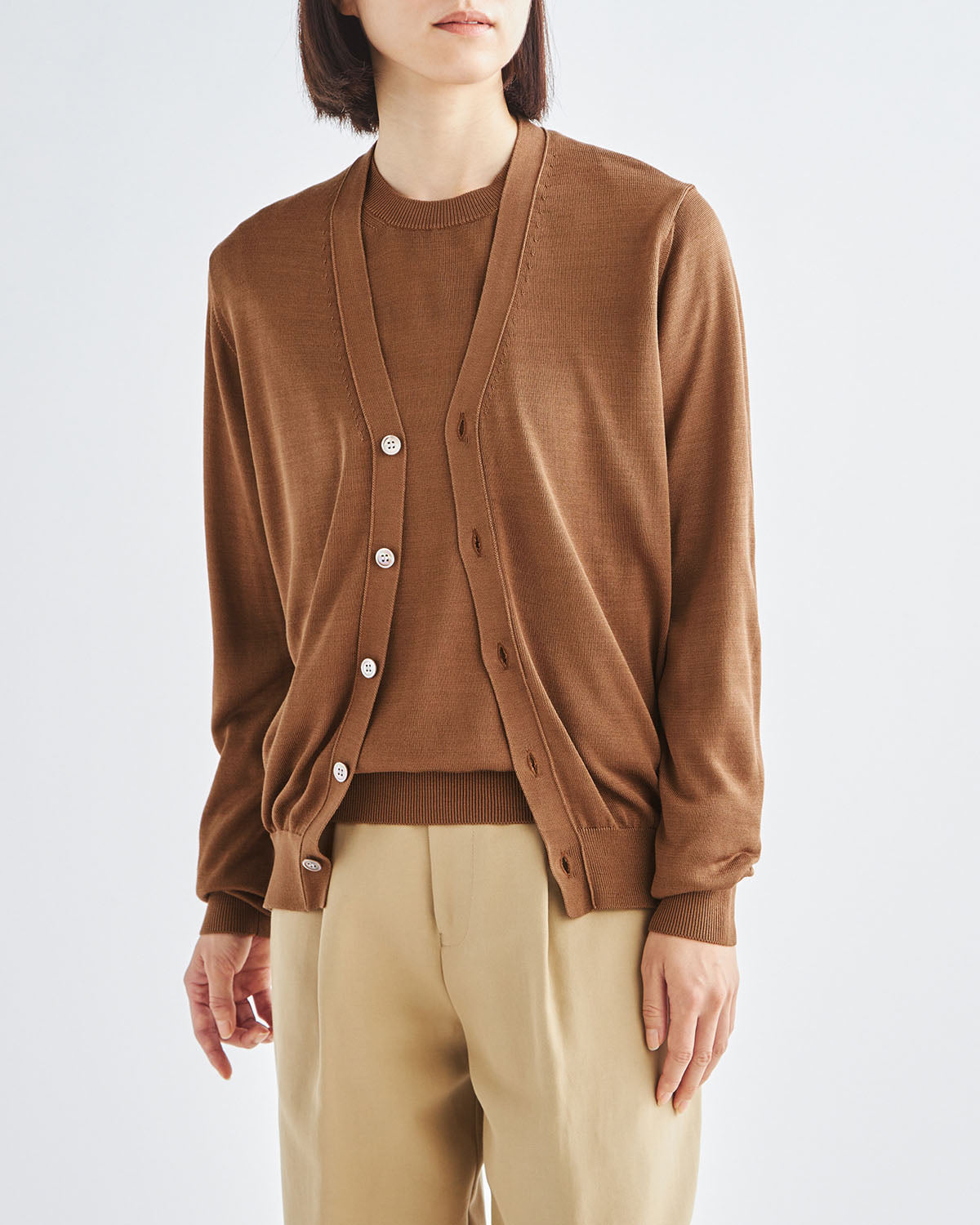 12G天竺 シルク Vネックカーディガン SL10S-1097