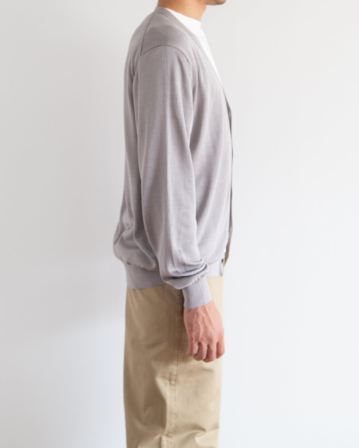 12G天竺 シルク Vネックカーディガン　SL10S-1097