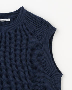 7G変形片畦編み コットン クルーネックベスト　SL10S-1098