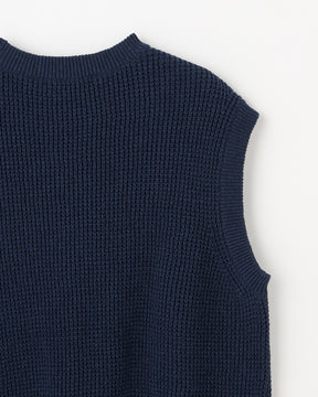 7G変形片畦編み コットン クルーネックベスト　SL10S-1098