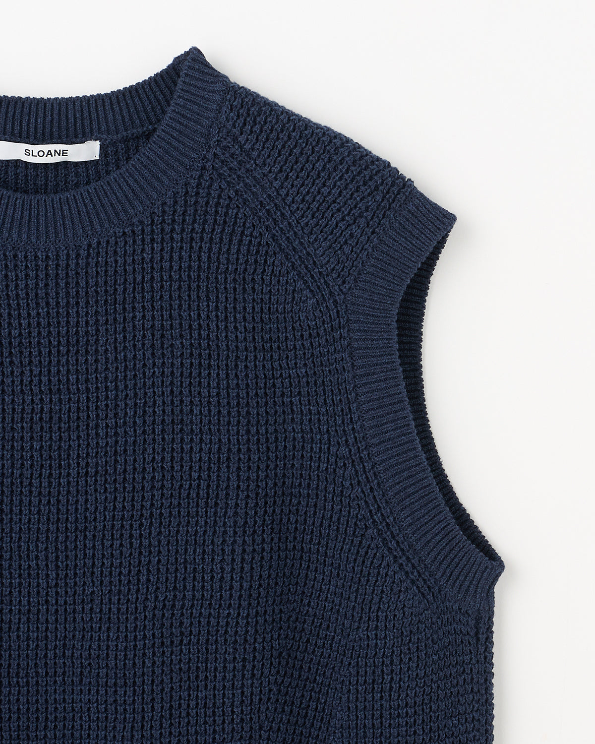 7G変形片畦編み コットン クルーネックベスト　SL10S-1098