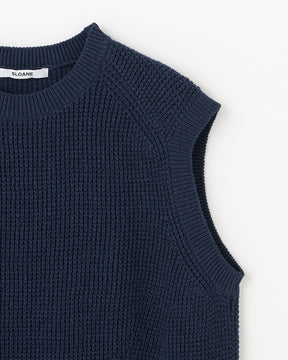 7G変形片畦編み コットン クルーネックベスト　SL10S-1098