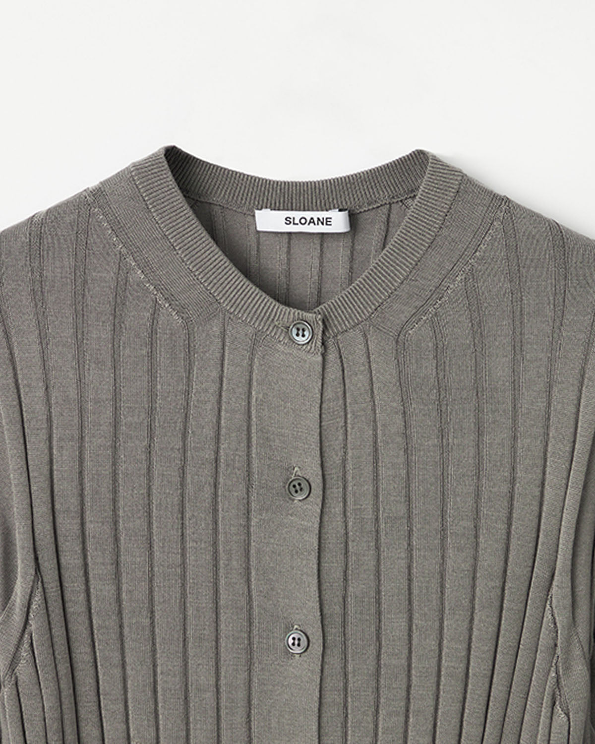 18Gワイドリブ シルク 5分袖クルーネックカーディガン　SL10S-1102