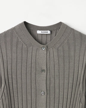 18Gワイドリブ シルク 5分袖クルーネックカーディガン　SL10S-1102