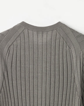 18Gワイドリブ シルク 5分袖クルーネックカーディガン　SL10S-1102