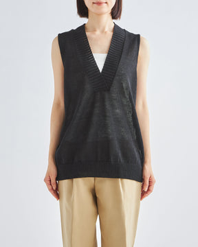 10G天竺 リネン×ポリエステル Vネックベスト　SL10S-1115