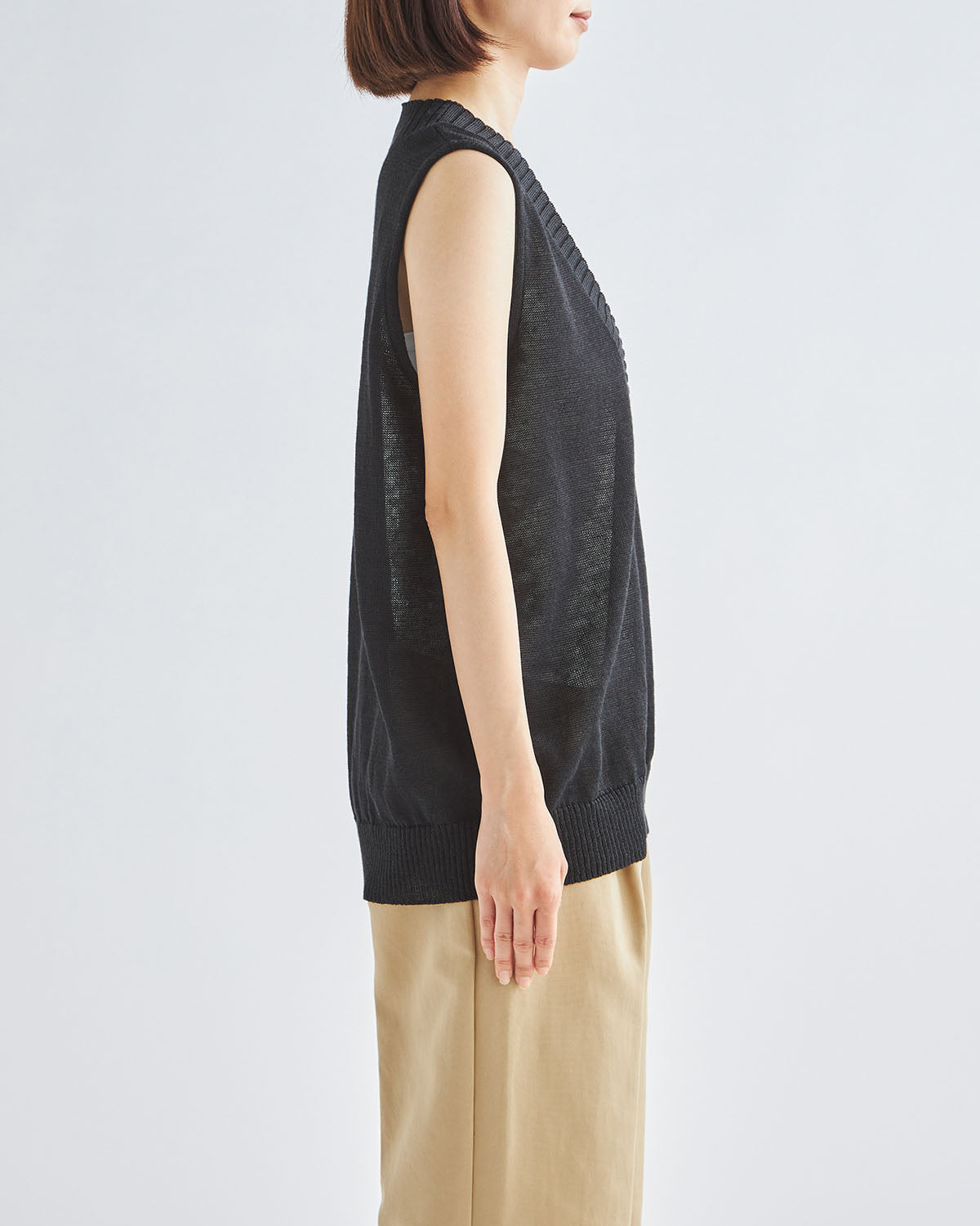 10G天竺 リネン×ポリエステル Vネックベスト　SL10S-1115