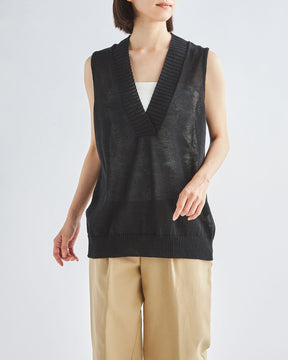 10G天竺 リネン×ポリエステル Vネックベスト　SL10S-1115