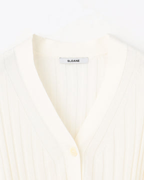 14Gワイドリブ 和紙×ポリエステル ショート丈Vネックカーディガン　SL10S-1118