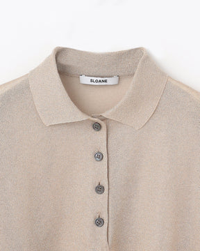 12G二重臼天竺 ラメシアー半袖ポロ　SL10S-1124