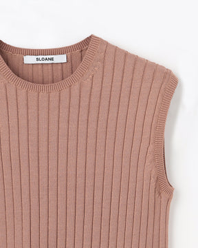 12Gワイドリブ コットン×ポリエステル ノースリーブクルーネック　SL10S-1160