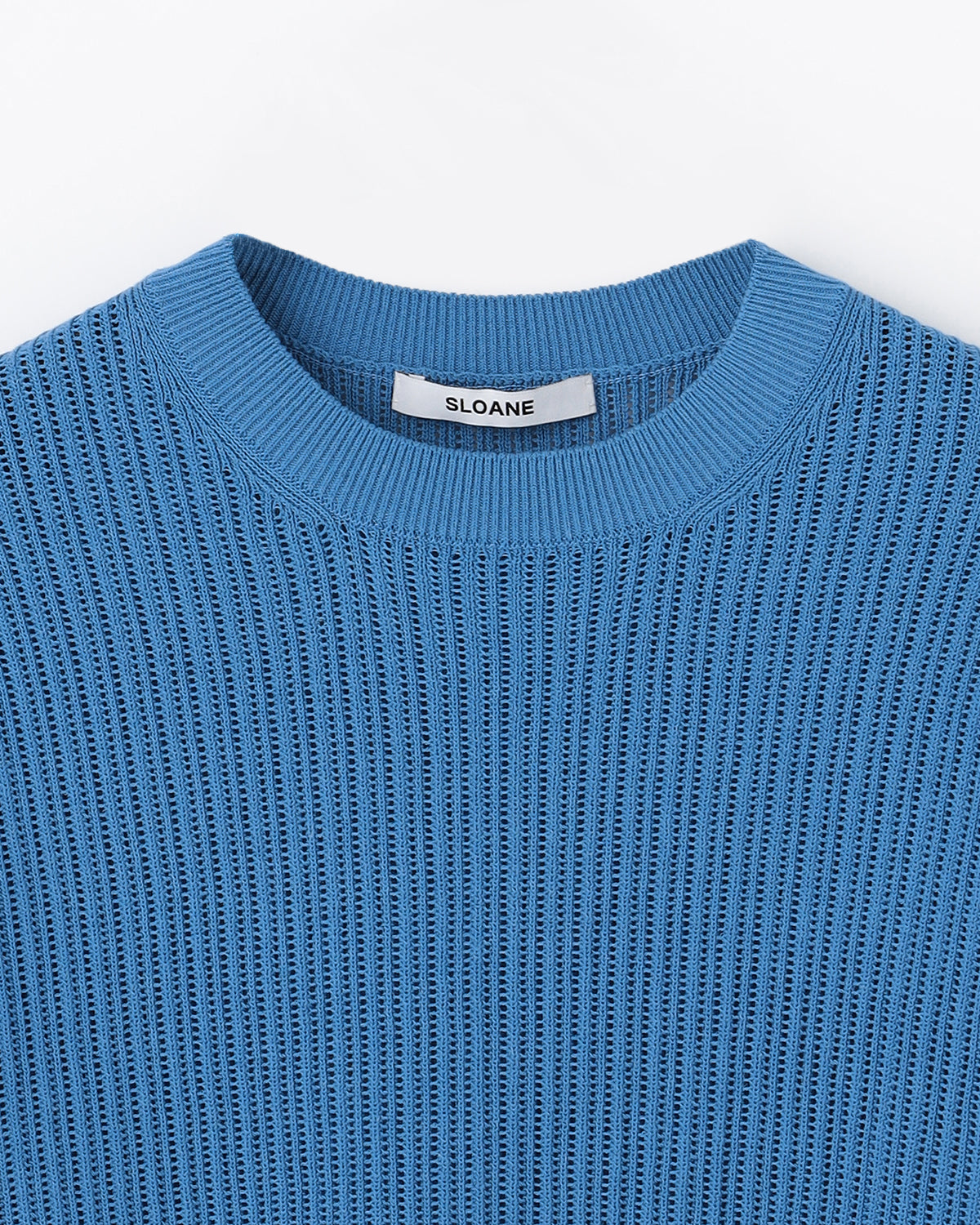 12G透かし編み コットン×ポリエステル×リネン 半袖クルー　SL10S-1166