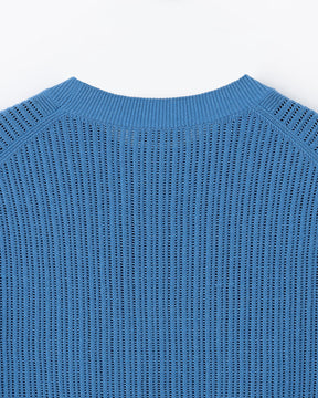 12G透かし編み コットン×ポリエステル×リネン 半袖クルー　SL10S-1166