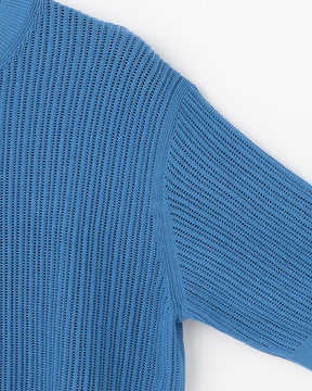 12G透かし編み コットン×ポリエステル×リネン 半袖クルー　SL10S-1166