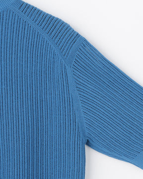 12G透かし編み コットン×ポリエステル×リネン 半袖クルー　SL10S-1166