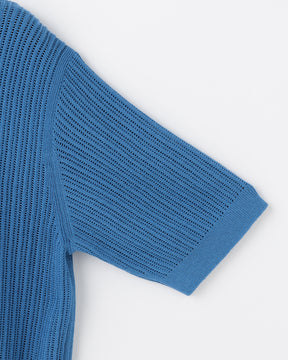 12G透かし編み コットン×ポリエステル×リネン 半袖クルー　SL10S-1166