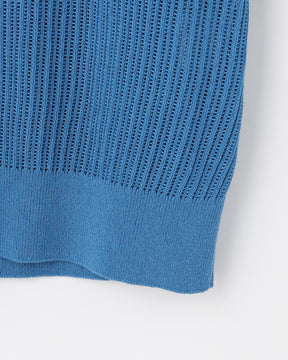 12G透かし編み コットン×ポリエステル×リネン 半袖クルー　SL10S-1166