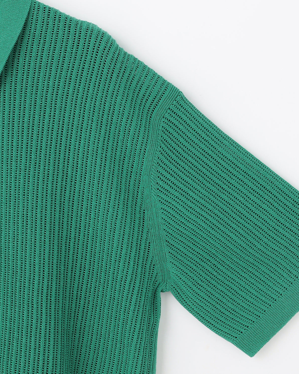 12G透かし編み コットン×ポリエステル×リネン 半袖ポロ　SL10S-1167