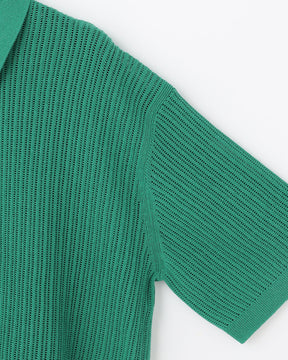 12G透かし編み コットン×ポリエステル×リネン 半袖ポロ　SL10S-1167