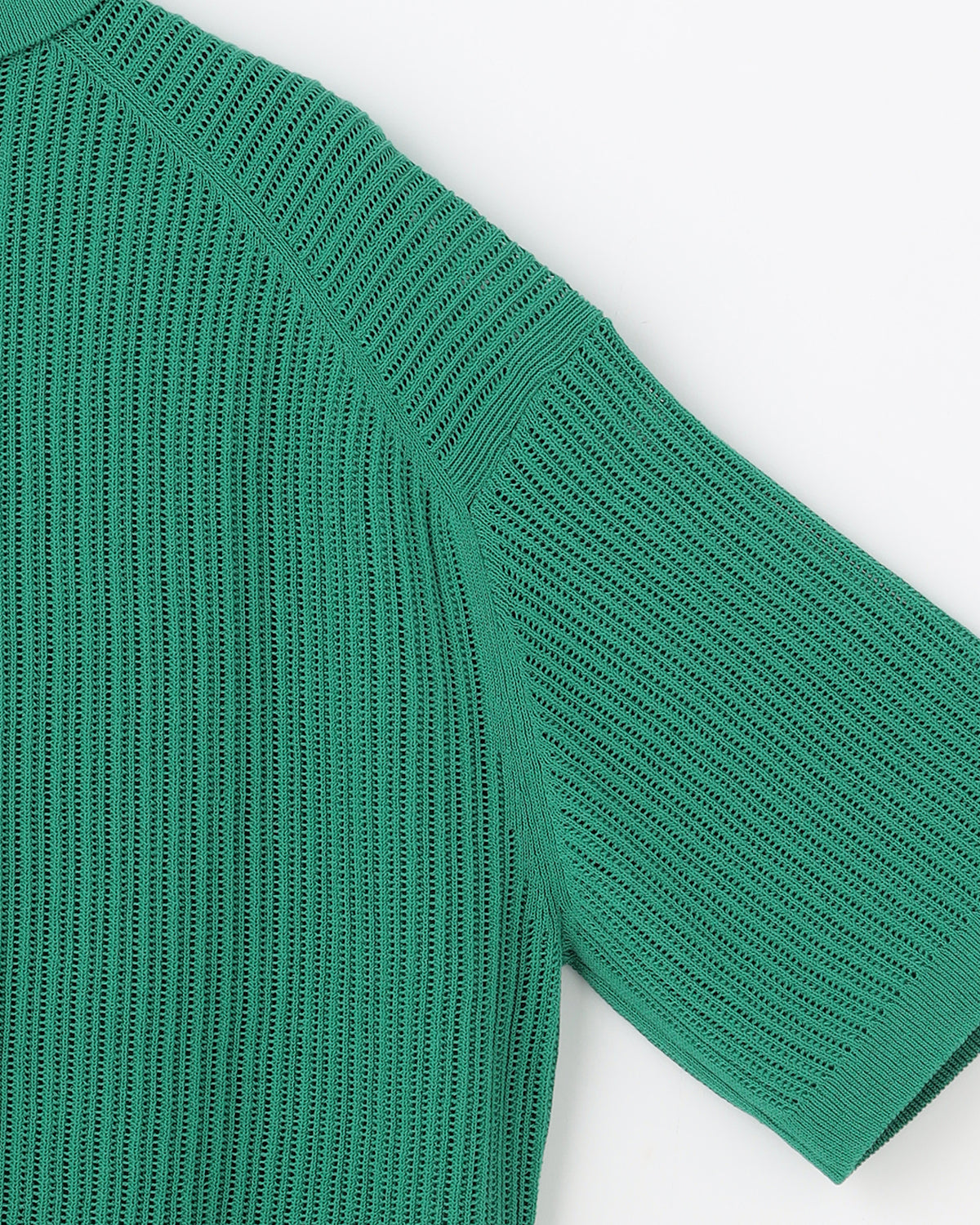 12G透かし編み コットン×ポリエステル×リネン 半袖ポロ　SL10S-1167