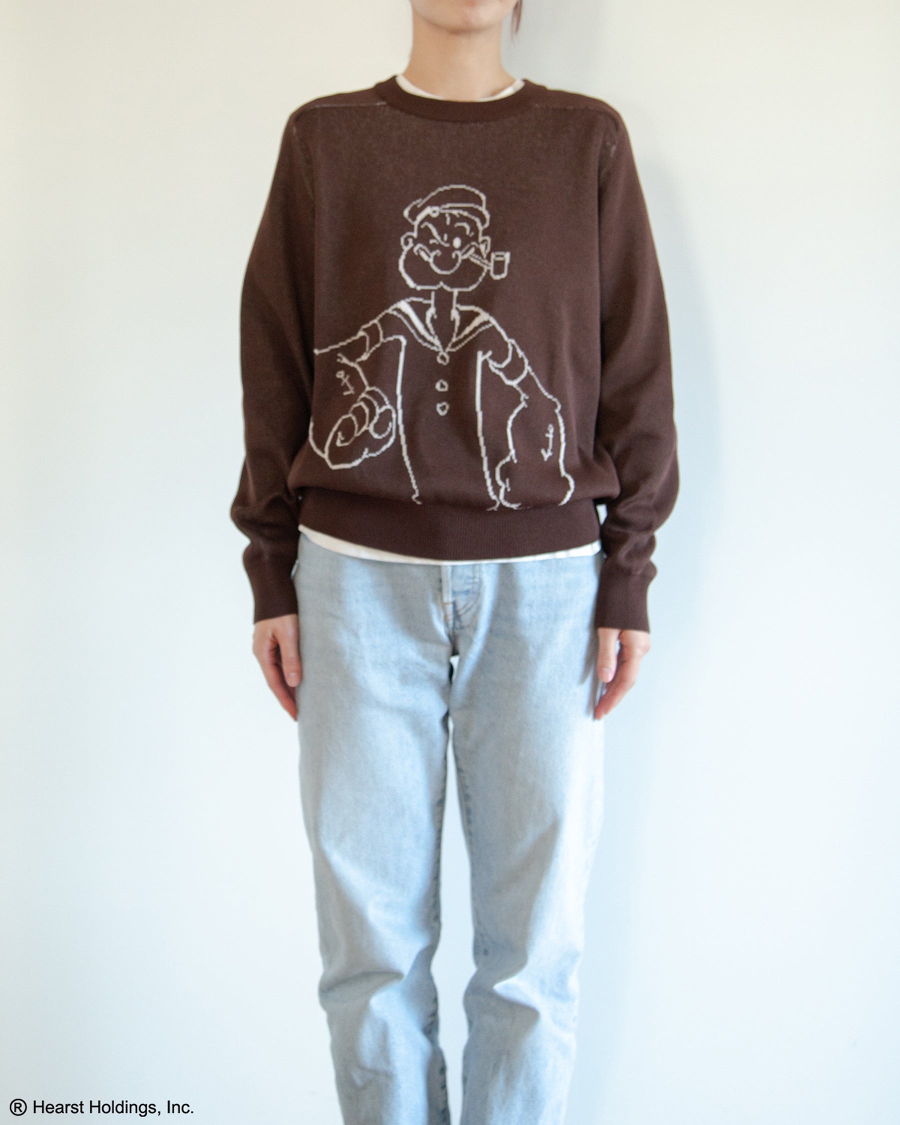 12G ダブルジャカード 　クルーネック ＜POPEYE＞　SL10S-1184