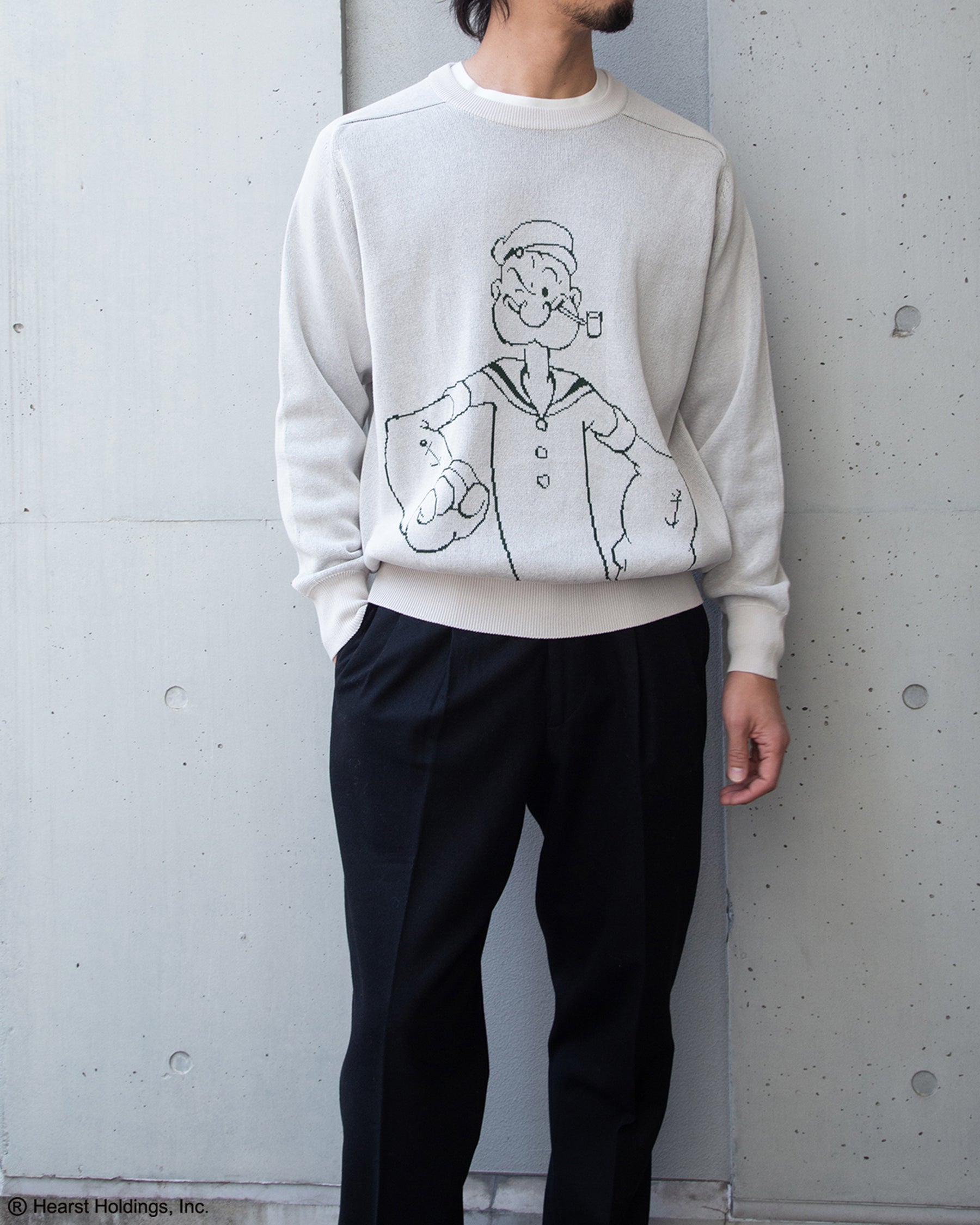 12G ダブルジャカード 　クルーネック ＜POPEYE＞　SL10S-1184