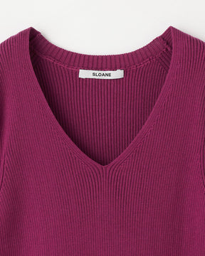 14Gリブ コットン  5分袖Vネック　SL10S-782