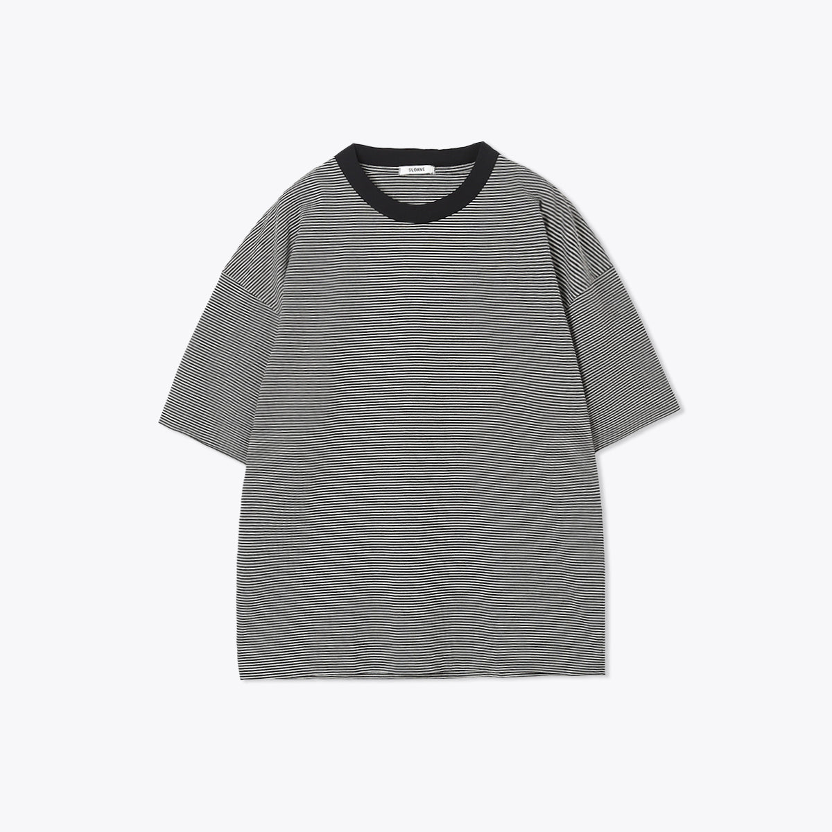 72/2コットン天竺 ボーダー ドロップショルダーTシャツ SL10S-T1219