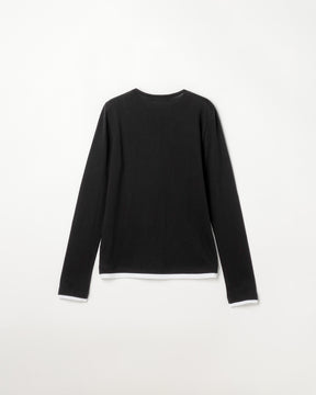 コットンカシミヤレイヤード風ヘンリーネック長袖Ｔシャツ　SL11W-T1251