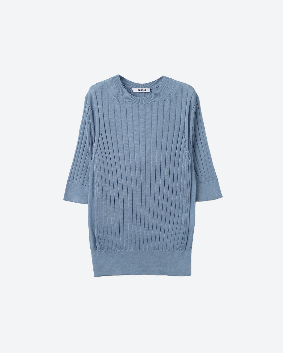 18Gワイドリブ シルク 5分袖クルーネック SL8S-586-S10