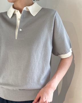 【UNISEX】12G天竺 コットン×ポリエステル バイカラー半袖ポロ　SL8S-592