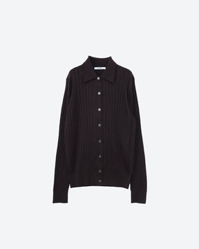 18Gワイドリブ エクストラファインメリノウール×シルク 襟付きプル