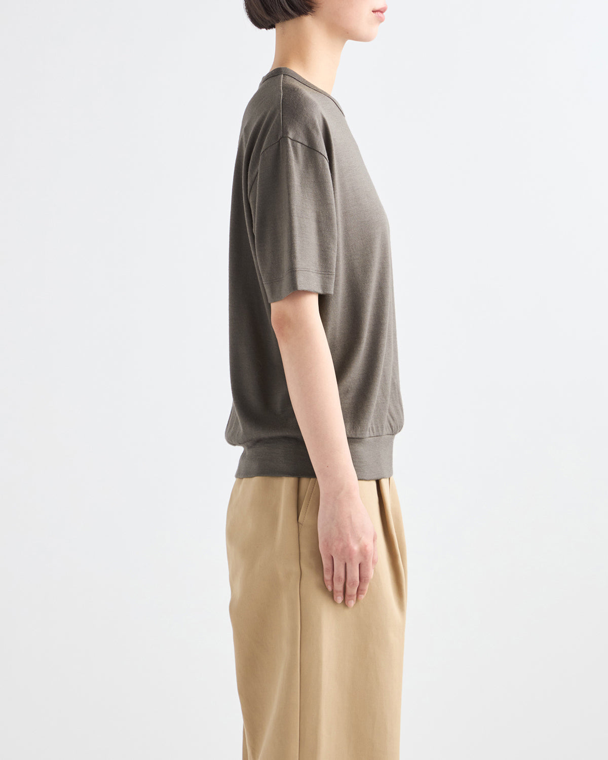 ウール天竺　ニットＴシャツ　SL8W-T438-S8  ヘムスイッチング