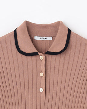 12Gワイドリブ コットン×ポリエステル バイカラー５分袖丸襟ポロ　SL9S-802