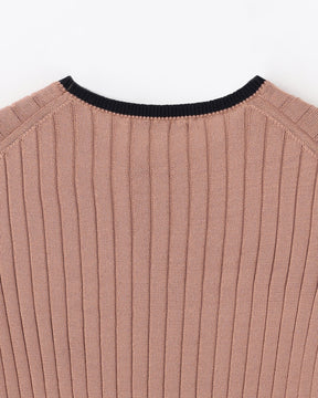 12Gワイドリブ コットン×ポリエステル バイカラー5分袖クルーネック　SL9S-804