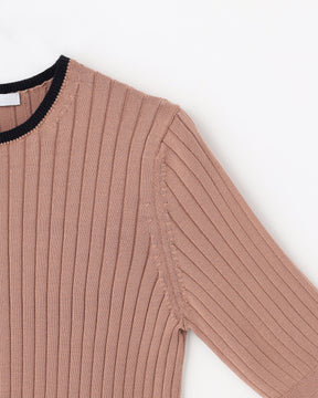 12Gワイドリブ コットン×ポリエステル バイカラー5分袖クルーネック　SL9S-804