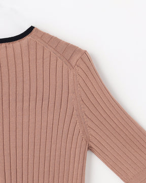 12Gワイドリブ コットン×ポリエステル バイカラー5分袖クルーネック　SL9S-804