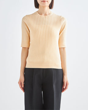 12Gワイドリブ コットン×ポリエステル 5分袖クルーネック　SL9S-805