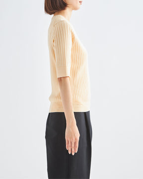 12Gワイドリブ コットン×ポリエステル 5分袖クルーネック　SL9S-805