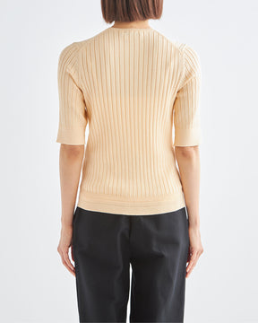 12Gワイドリブ コットン×ポリエステル 5分袖クルーネック　SL9S-805