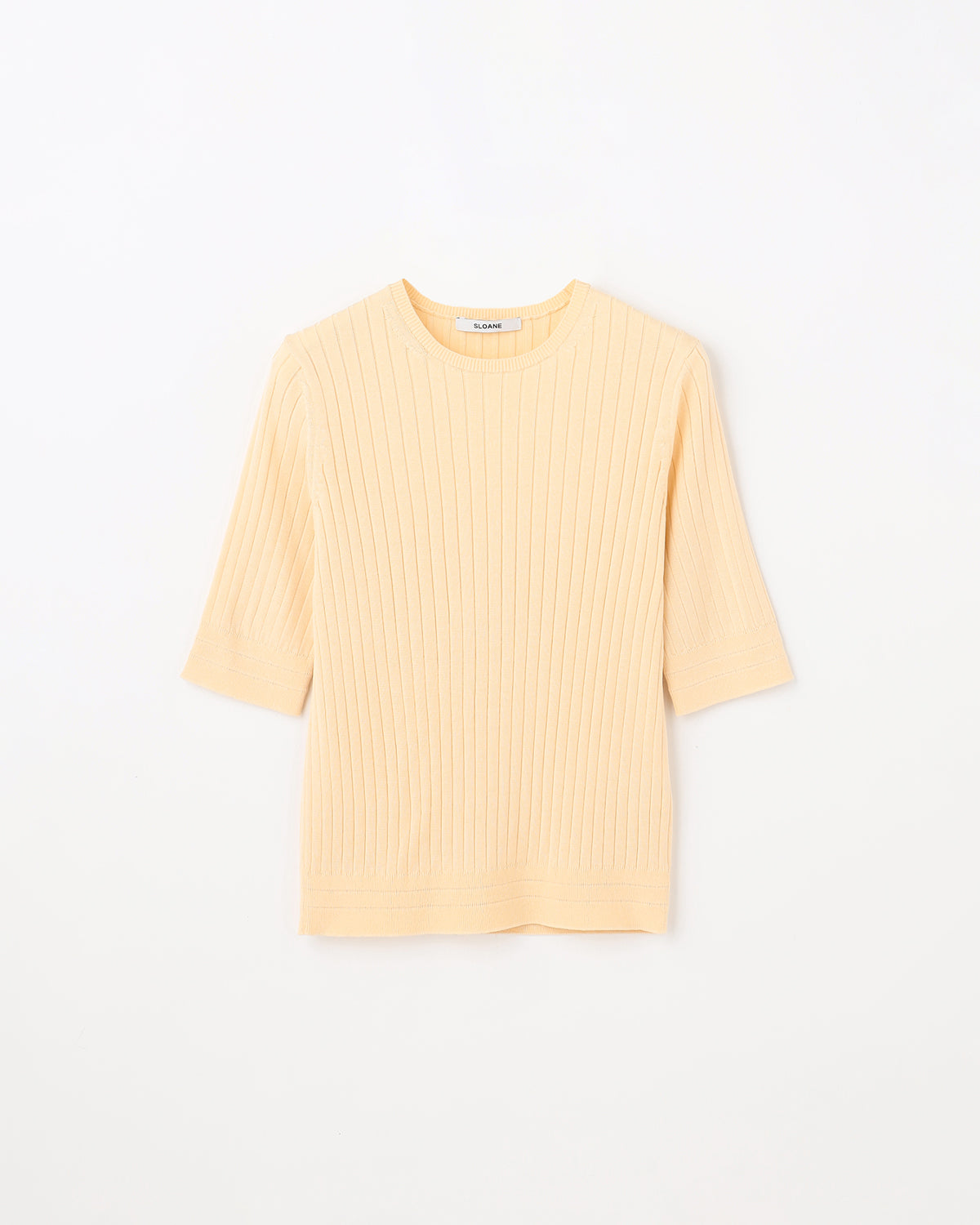 12Gワイドリブ コットン×ポリエステル 5分袖クルーネック　SL9S-805